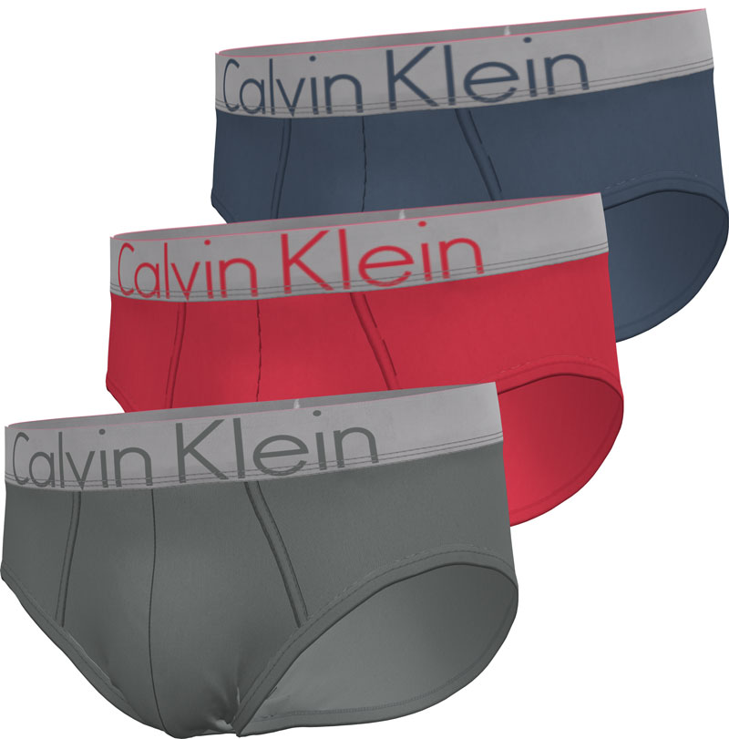 Calvin Klein midi slips 3-pack Steel rood-grijs-blauw