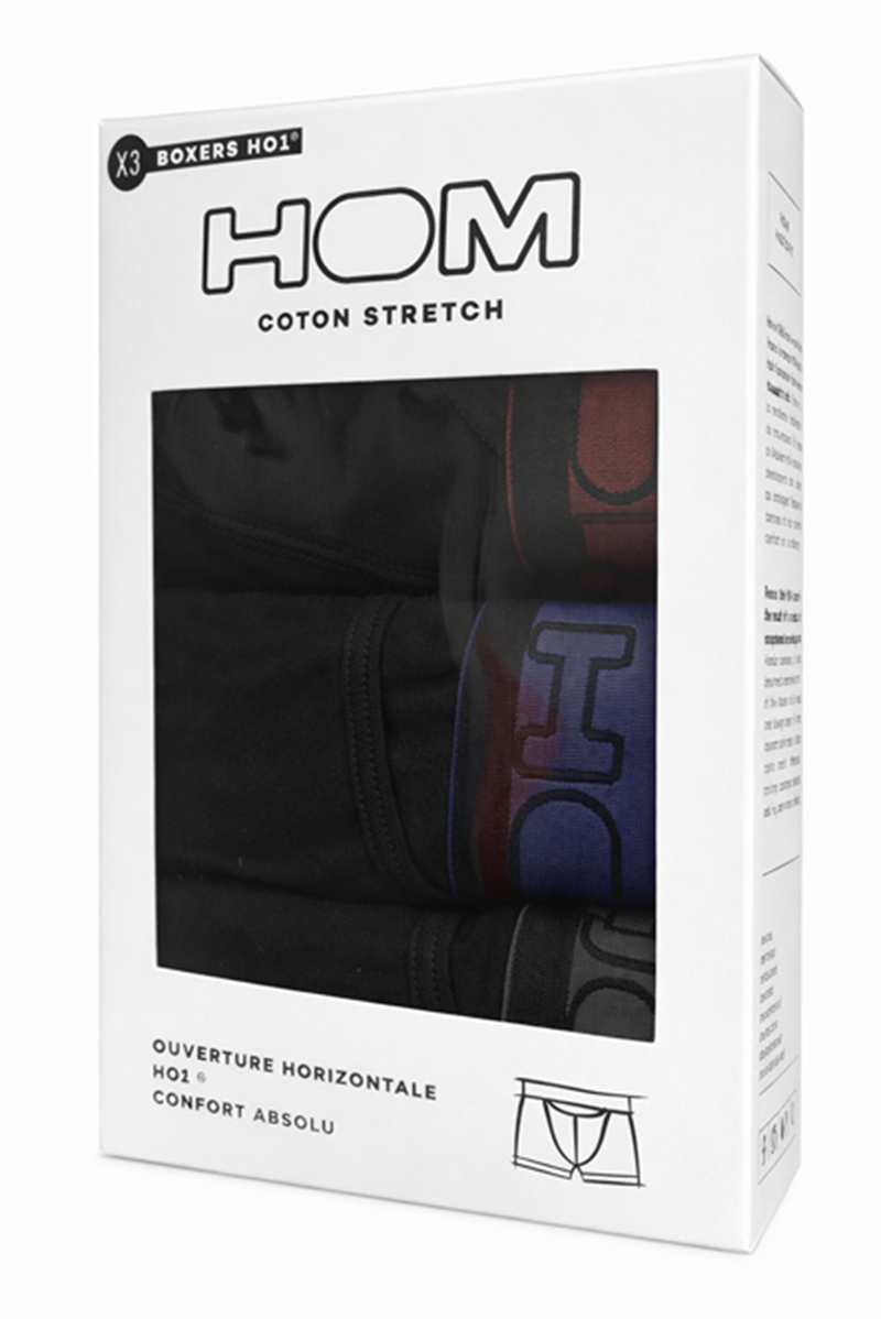 Hom Ho1 boxershorts Terry 3-pack met gulp zwart
