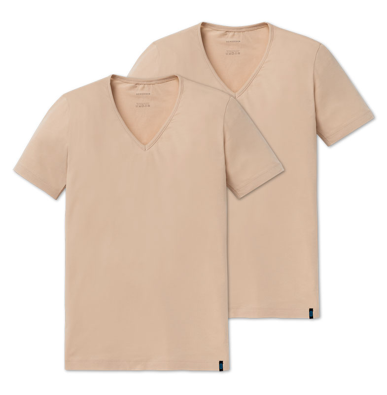 Schiesser 2-pack V-shirts beige
