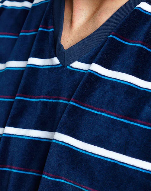 Gotzburg Pyjama velours met boorden blauw
