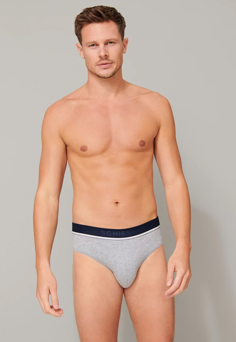 Schiesser Rio slips 95/5 blauw-zwart-grijs 3-pack