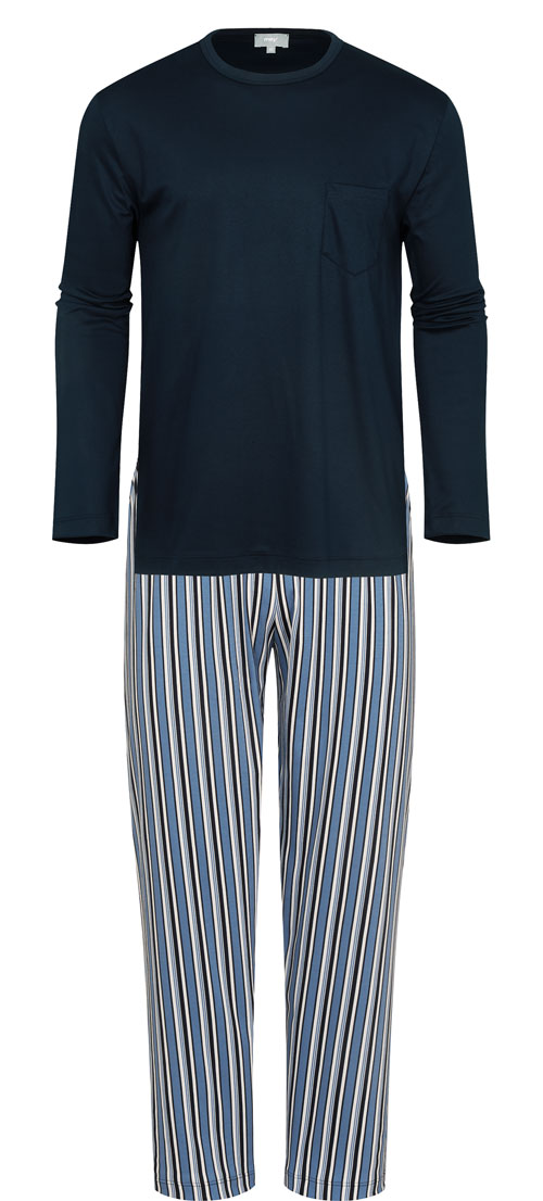Mey pyjama blauw met gestreepte broek