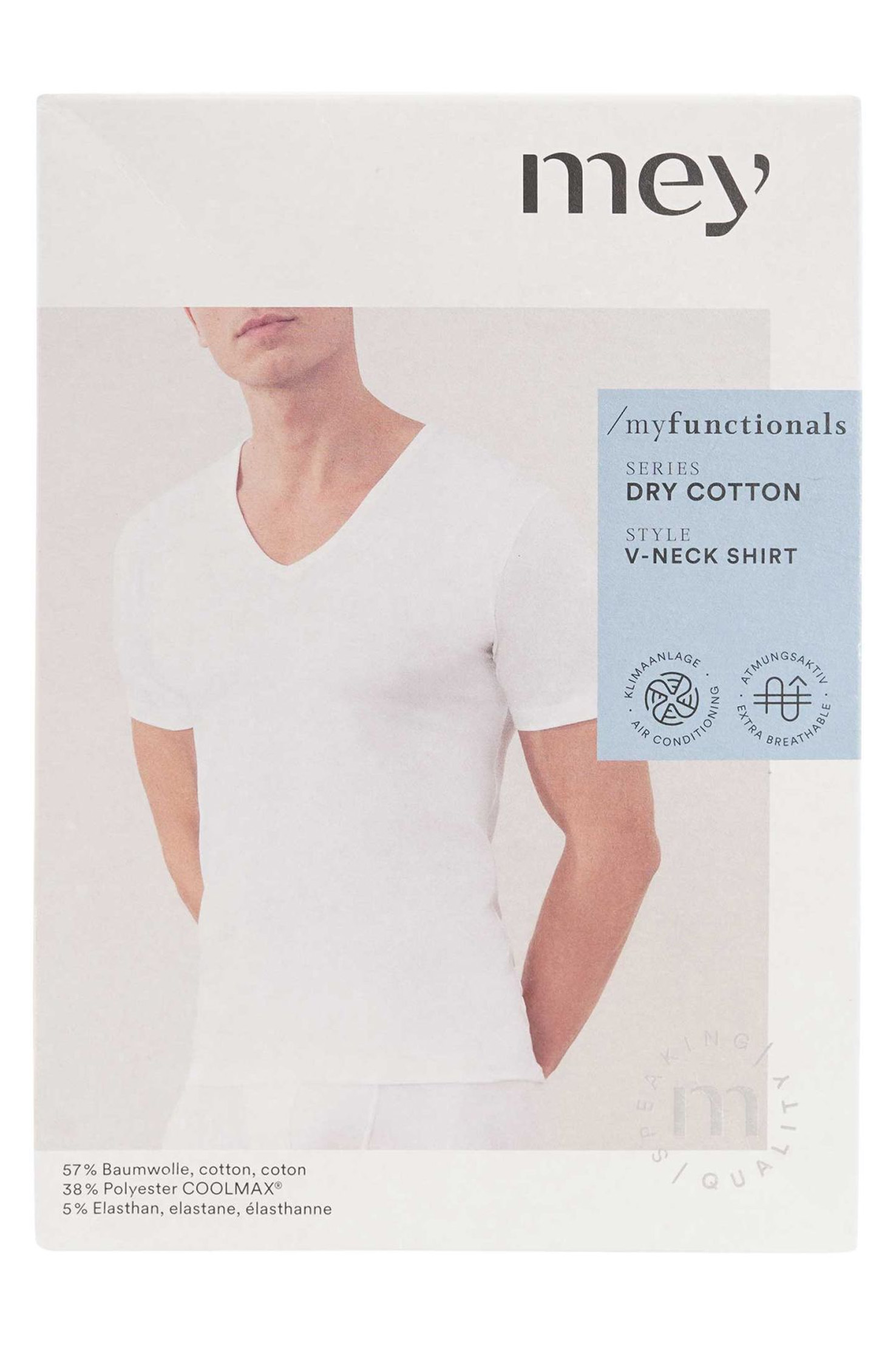 Mey dry cotton T-shirt V-hals wit 