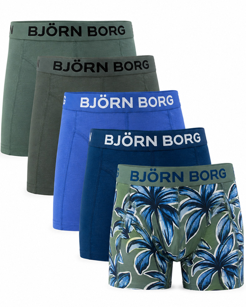 Bjorn Borg boxershorts voor jongens 5-pack  groen - blauw