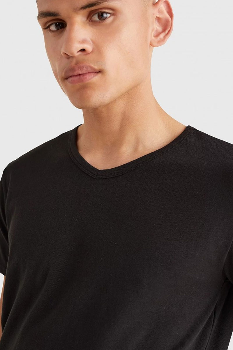 Tommy Hilfiger T-shirts V-hals stretch 3-pack zwart 