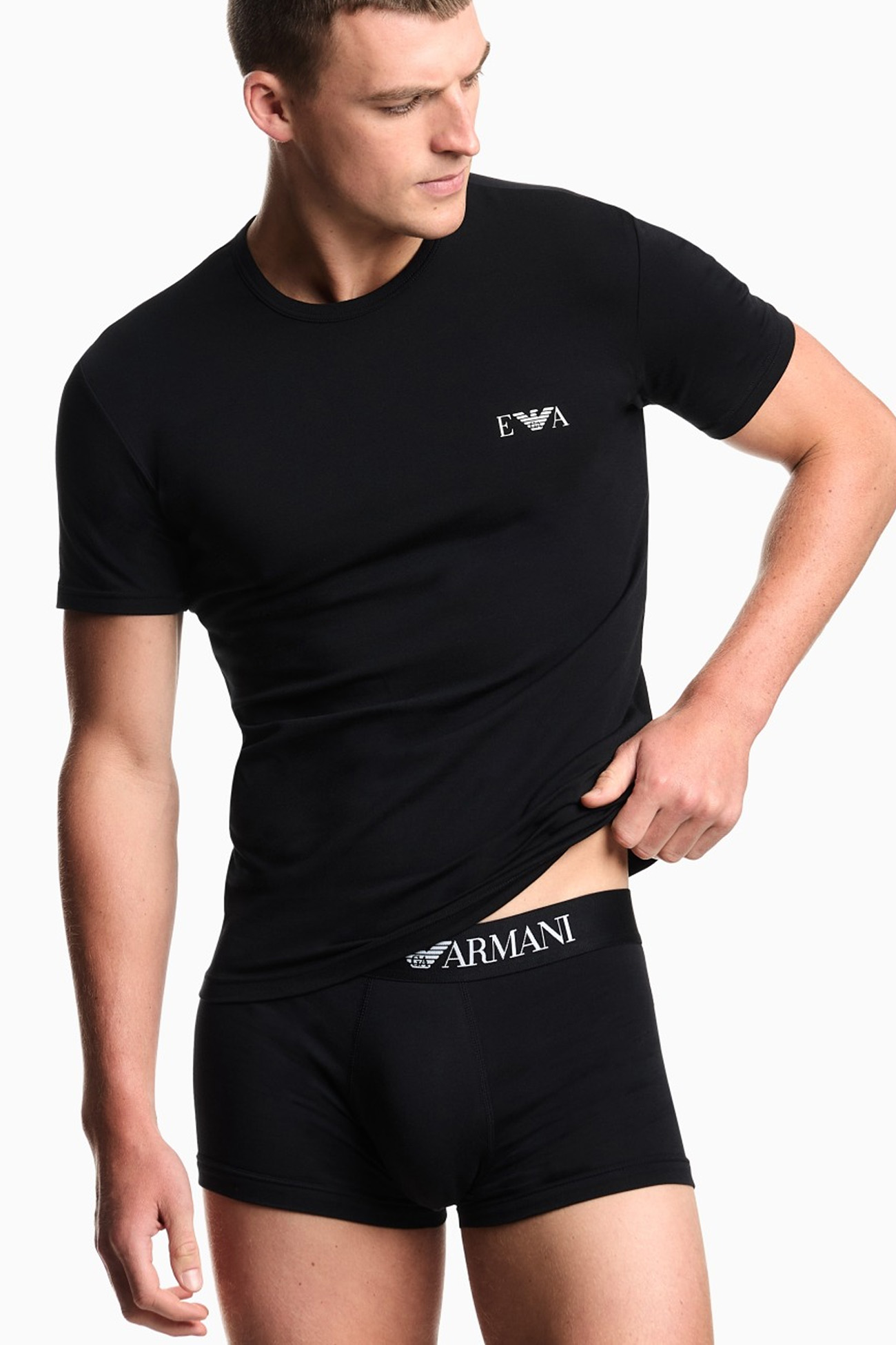 Armani T-shirts met EA logo 2-pack zwart