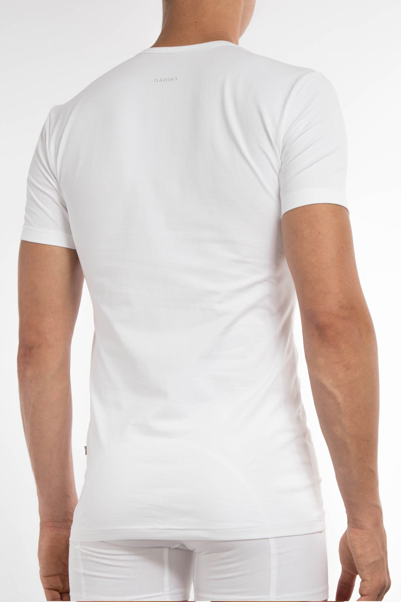 Claesens T-shirt O-hals stretch 2-pack wit