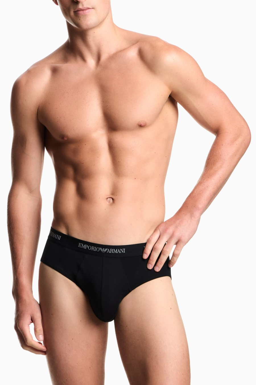 Armani slips met logo band 3-pack zwart