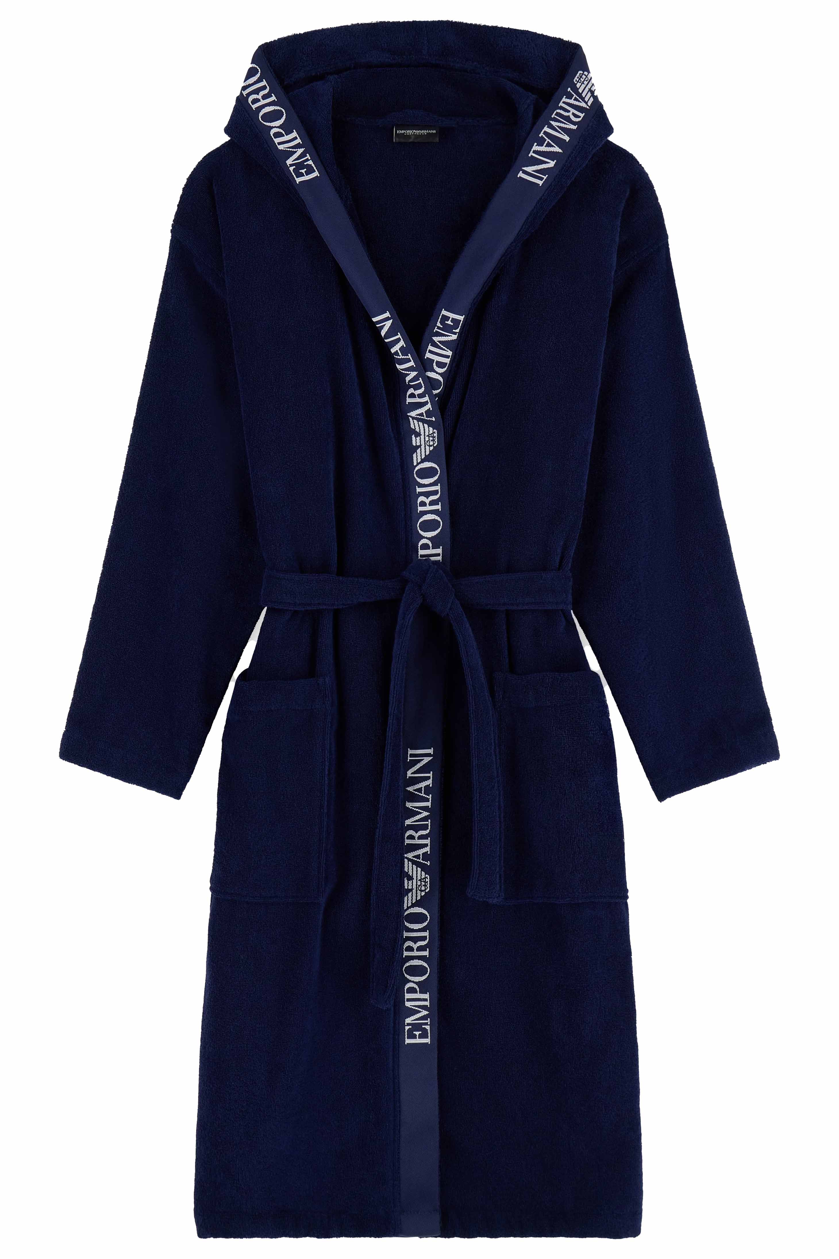 Armani Badjas met capuchon blauw