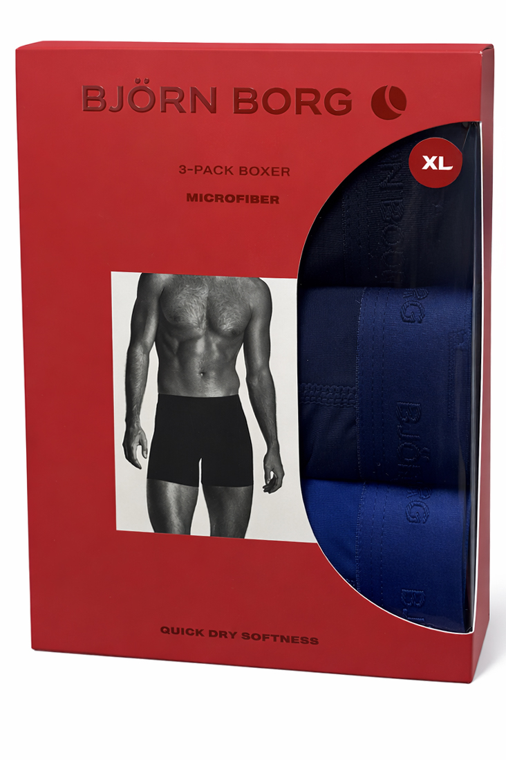 Bjorn Borg microfiber boxershorts 3-pack blauw zwart