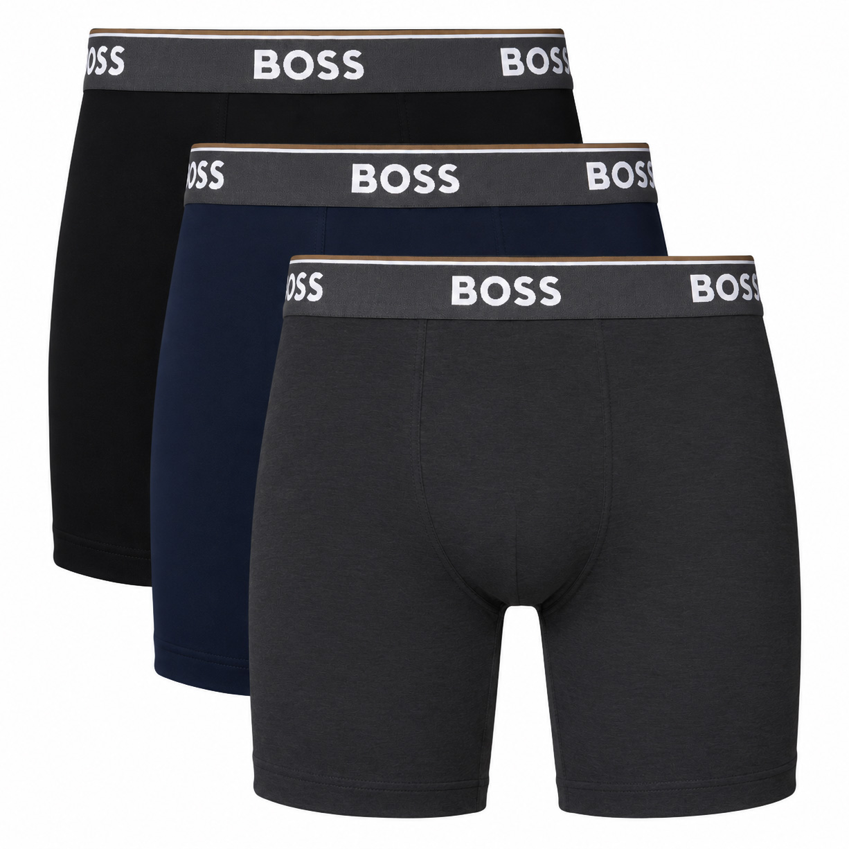 Boss Long boxer Power 3-Pack zwart-blauw-grijs