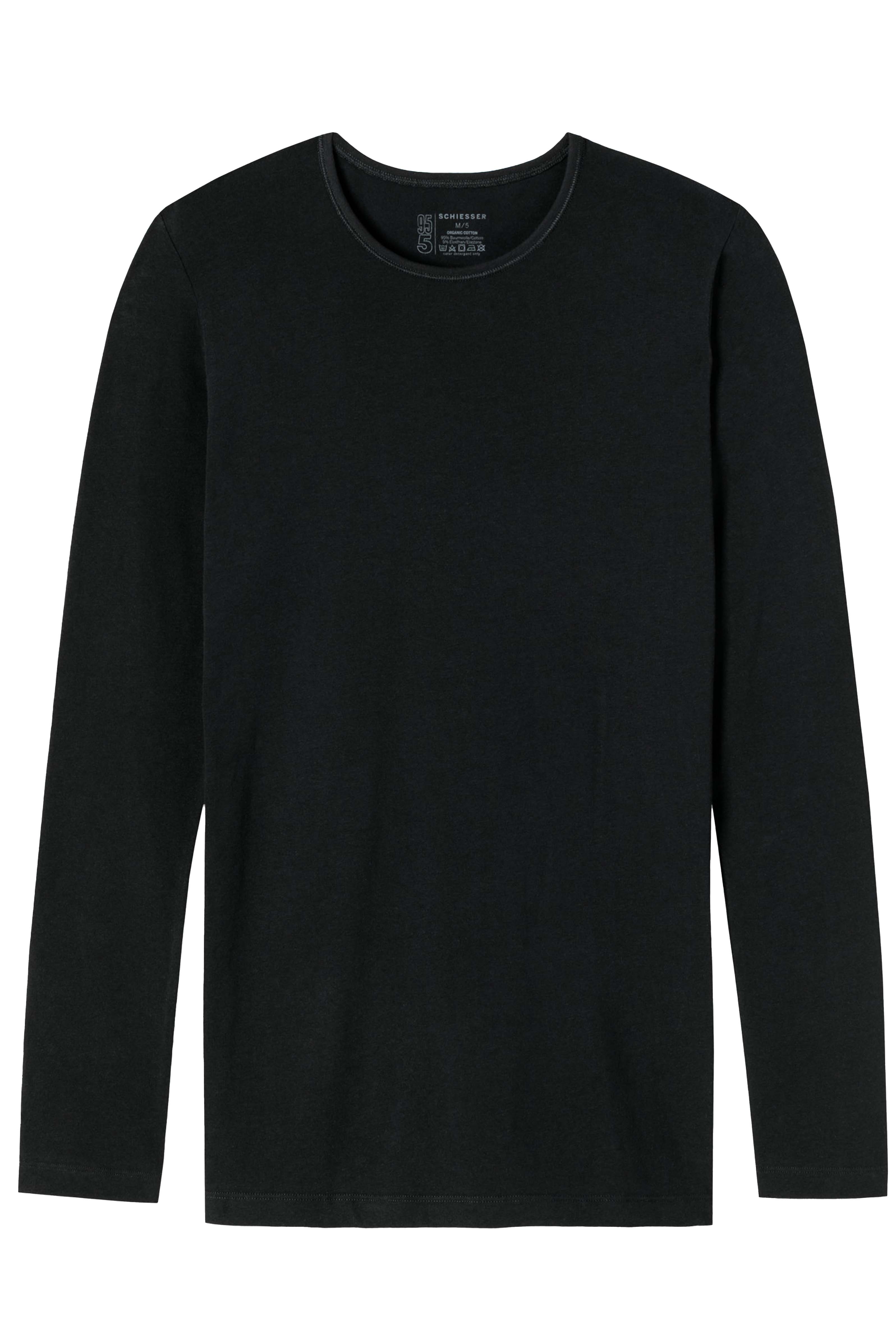 Schiesser T-shirt lange mouw 95/5 zwart