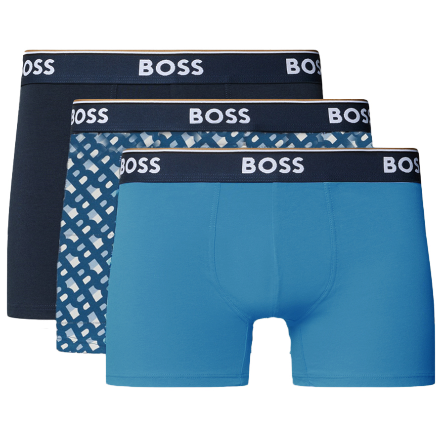 Boss Power boxer - trunk 3-pack blauw - zwart