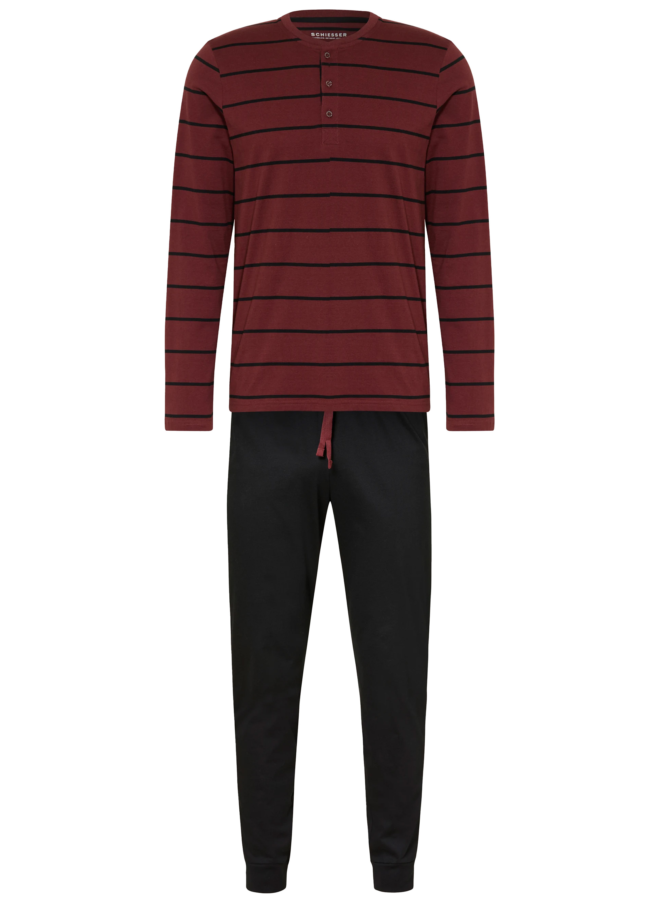 Schiesser Pyjama met knoopjes rood-zwart