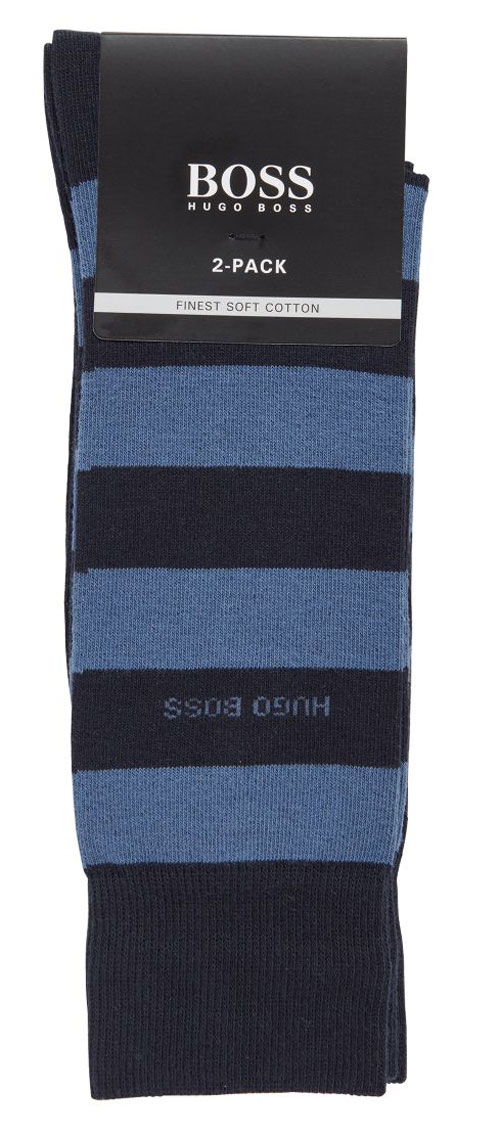 Hugo Boss heren sokken block stripe blauw verpakking