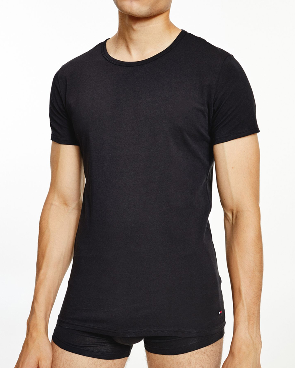 Tommy Hilfiger T-shirts O-hals stretch 3-pack zwart
