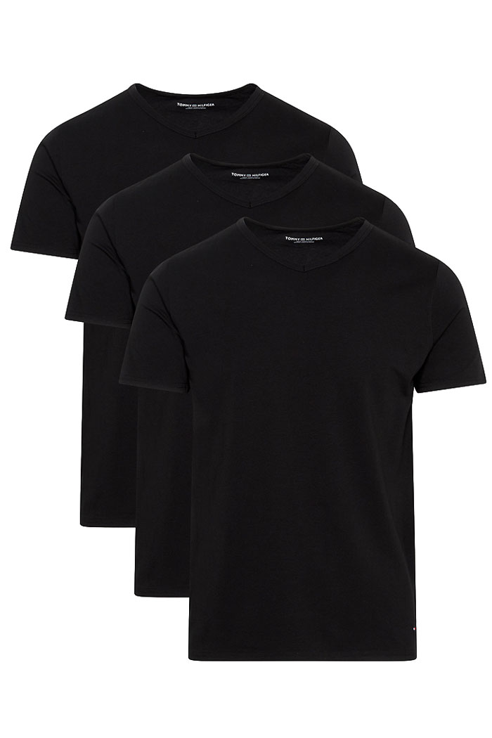 Tommy Hilfiger T-shirts V-hals stretch 3-pack zwart