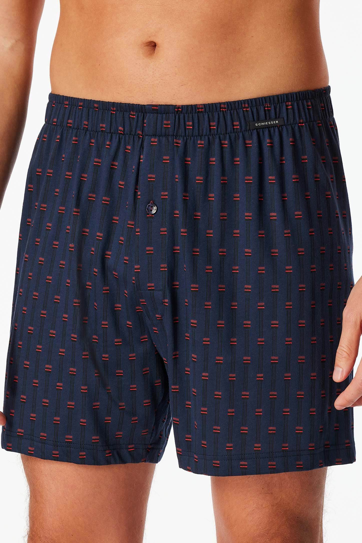 Schiesser Boxers Jersey 2-pack blauw prntje