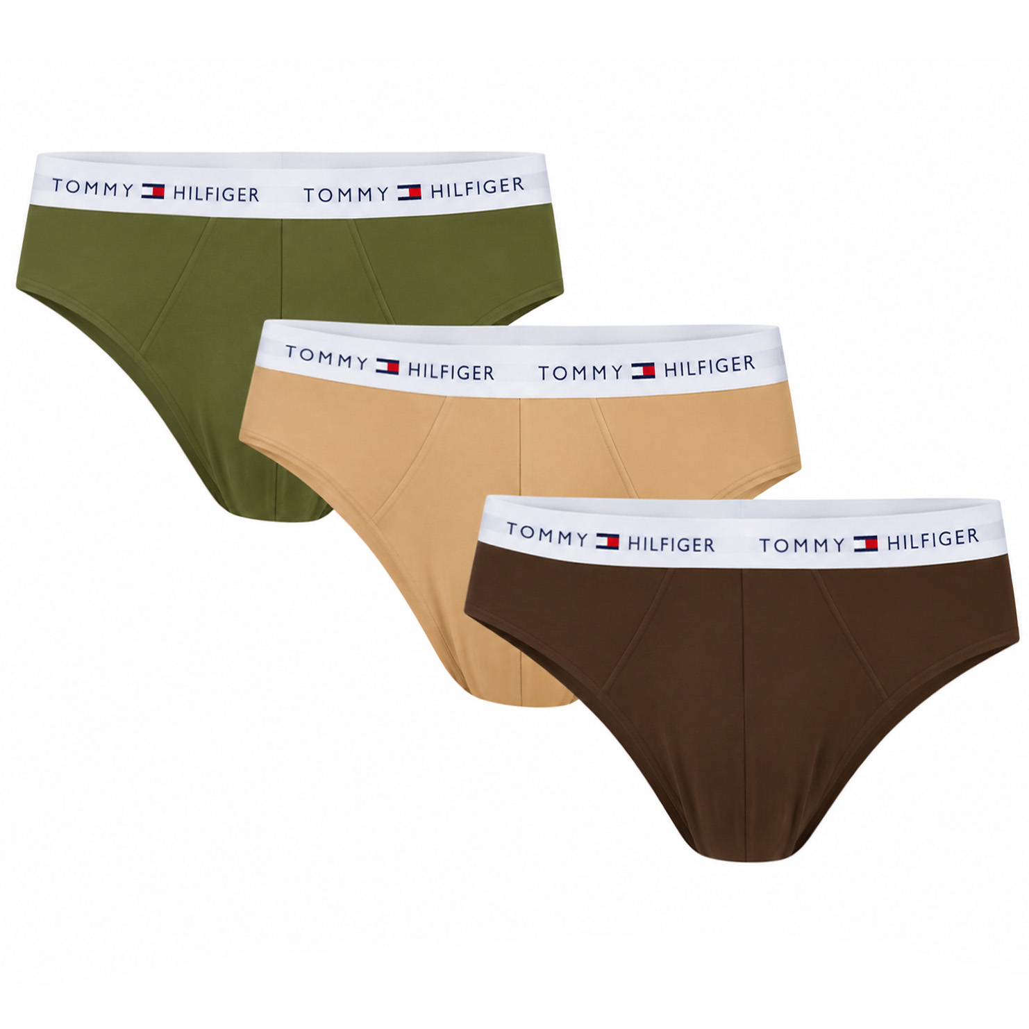 Tommy Hilfiger slips stretch cotton  3-pack groen/bruin/beige