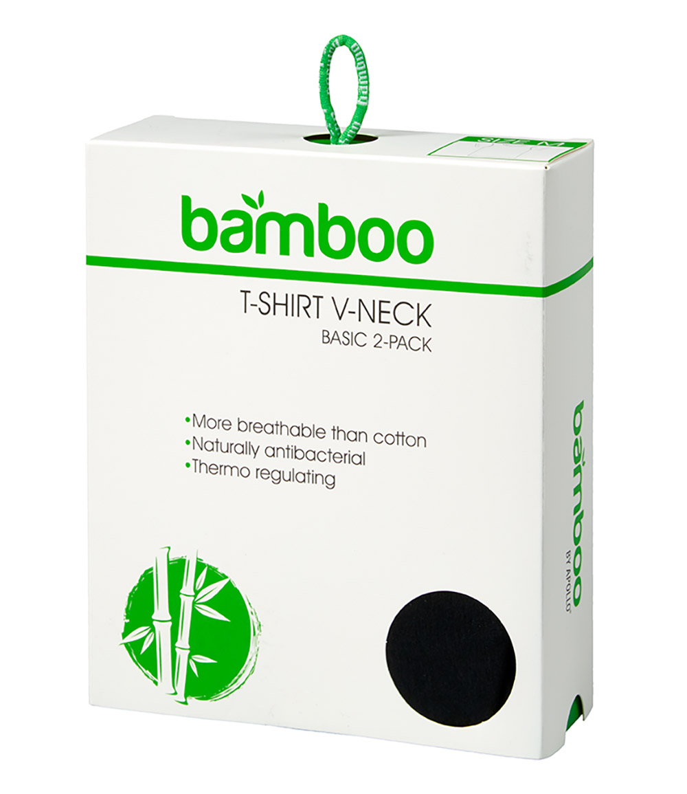 Apollo Bamboo T-shirts 2-pack zwart V-hals