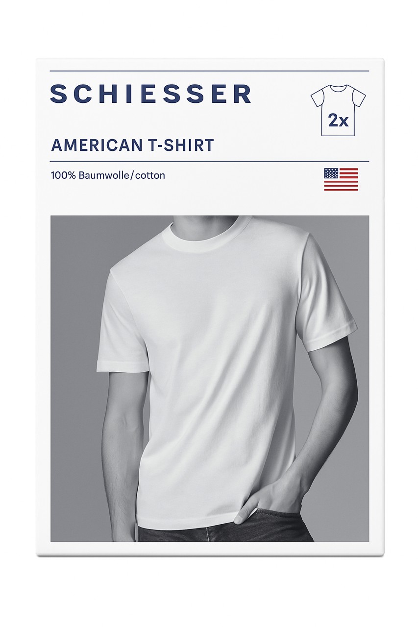 Schiesser American T-shirt 2-pack zwart