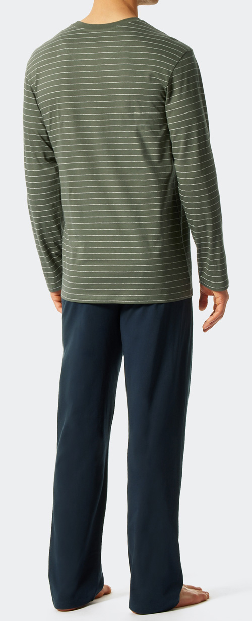 Schiesser pyjama groen-blauw achterkant