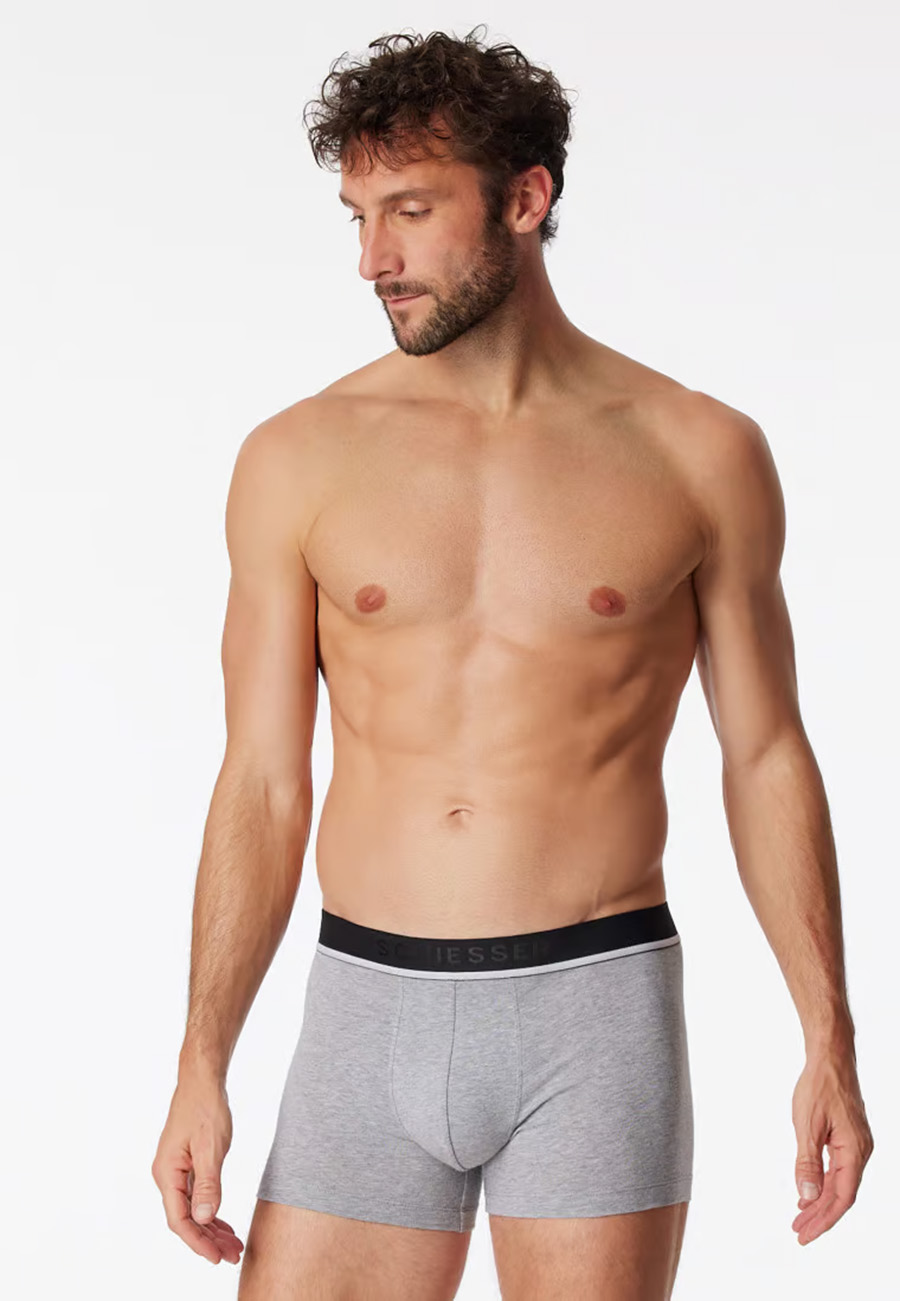 Schiesser Boxershorts 95/5 3-pack zwart-grijs