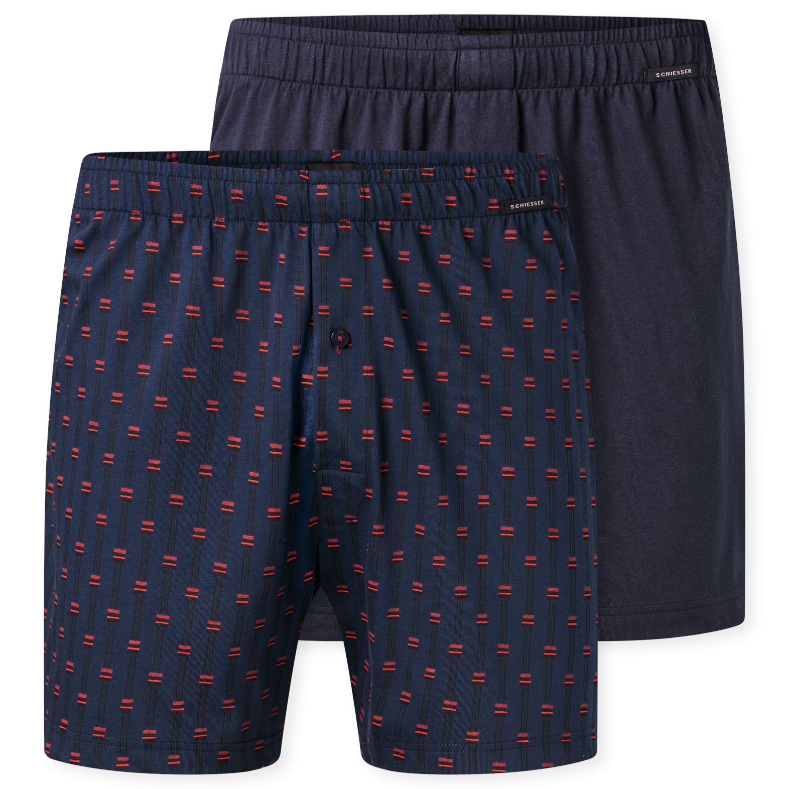 Schiesser Boxers Jersey 2-pack blauw prntje