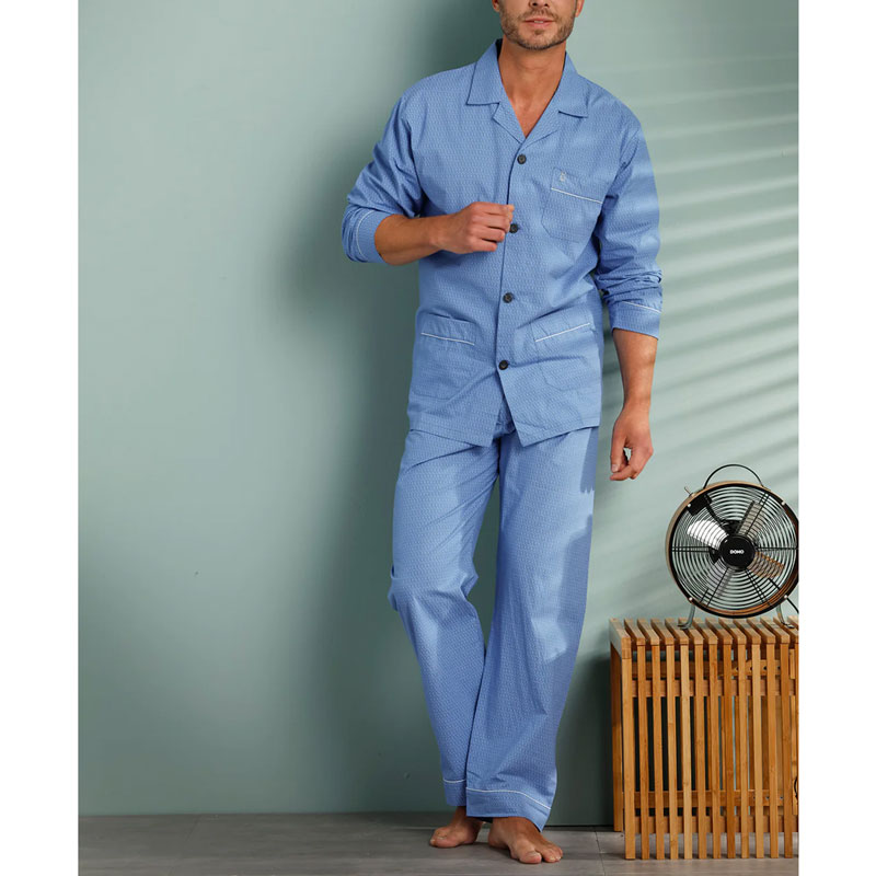Robson doorknoop heren pyjama blauw model