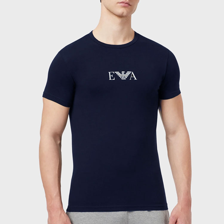 Armani blauwe T-shirts Monogram 2-pack