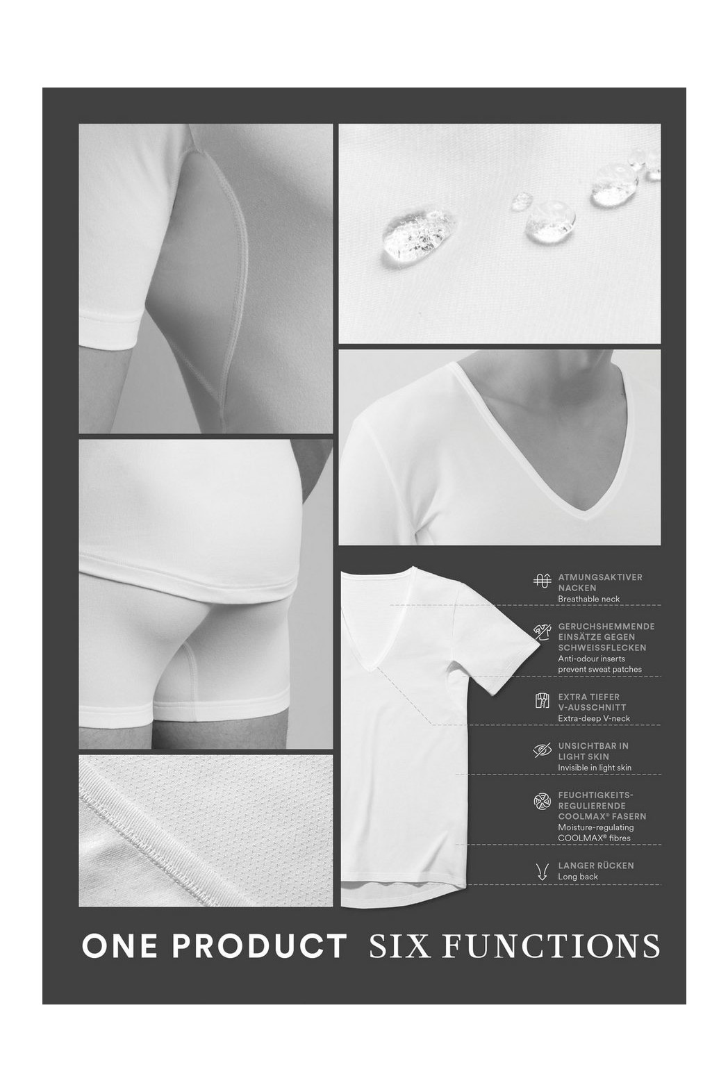 Mey dry cotton functional T-shirt V-hals skin