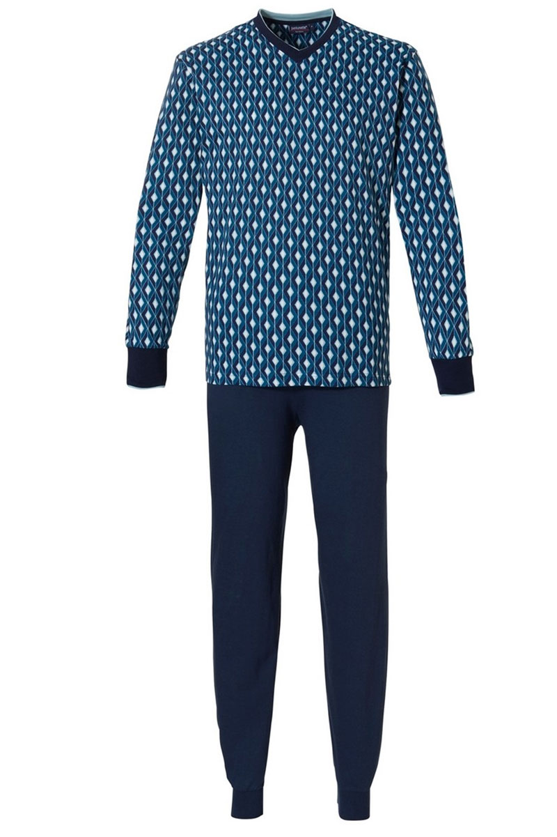Pastunette pyjama met boorden blauw