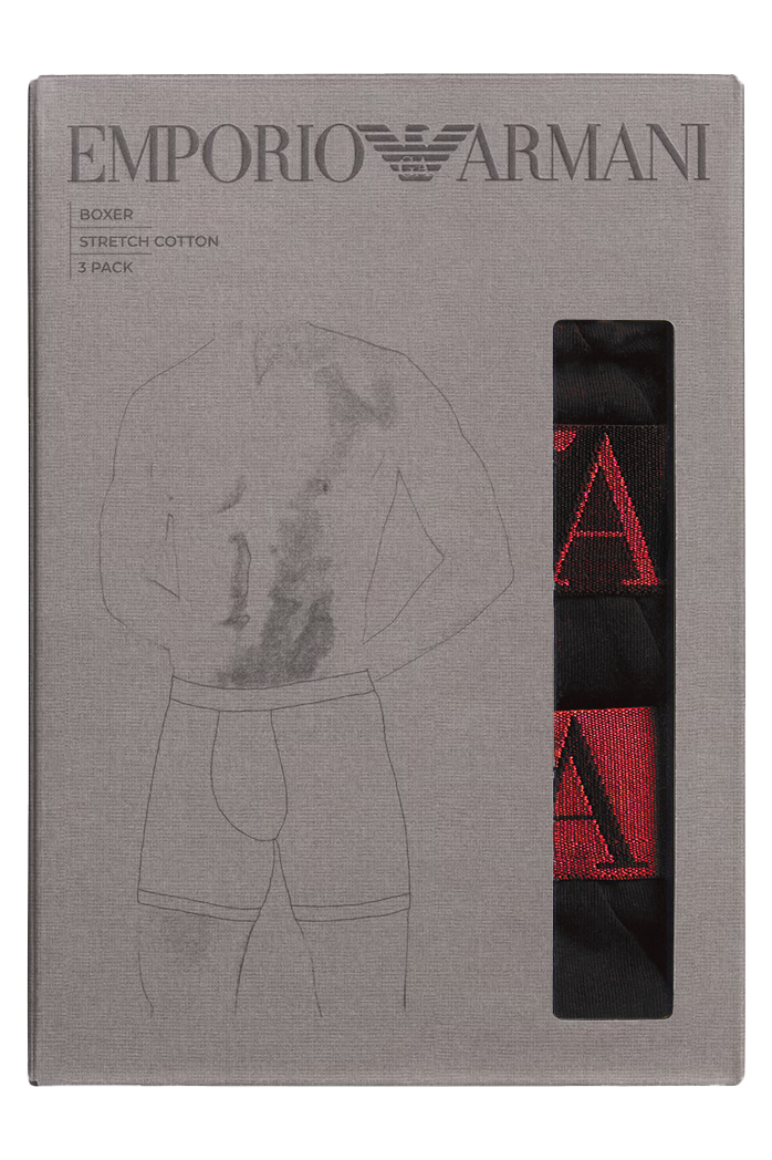 Armani boxershorts met logo band 3-pack zwart
