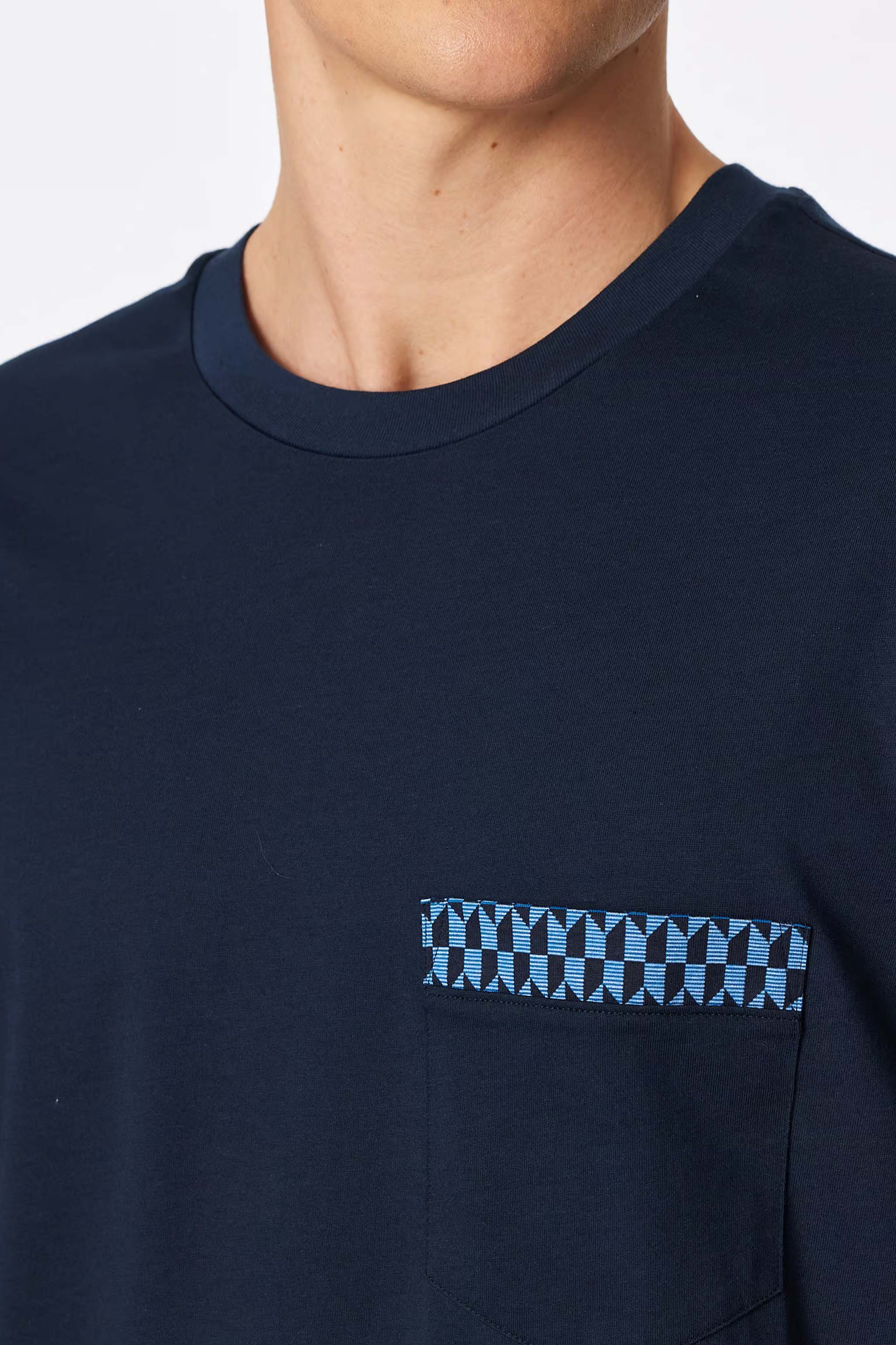 Schiesser nachthemd donkerblauw met borstzakje