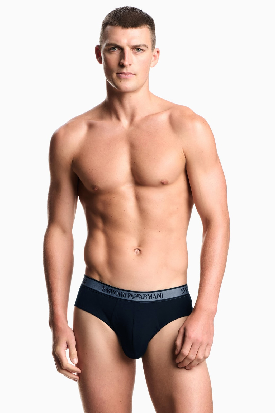 Armani Heren Slips 3-pack met logo blauw