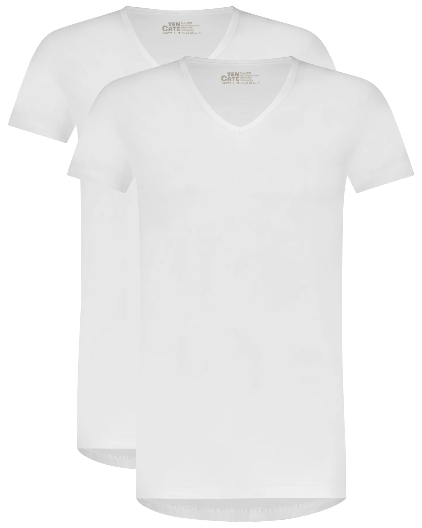 Ten Cate Organic T-shirt V-hals 2-pack wit