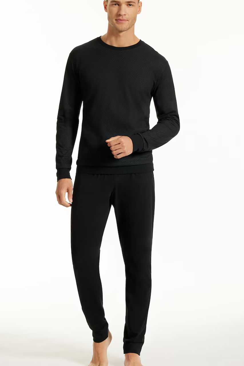 Schiesser Uncover pyjama met boorden zwart