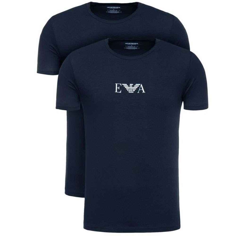 Armani T-shirts Monogram 2-pack blauw