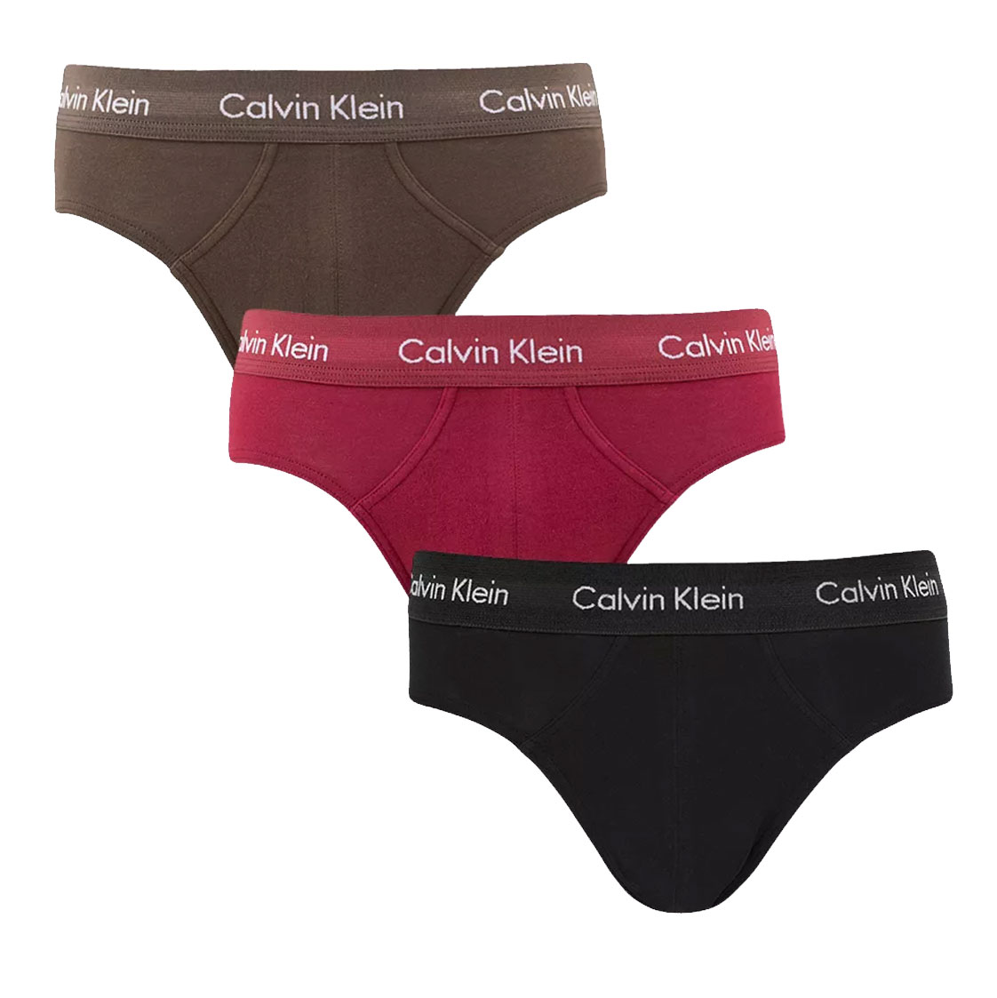 Calvin Klein heup slips 3-pack rood-zwart-bruin