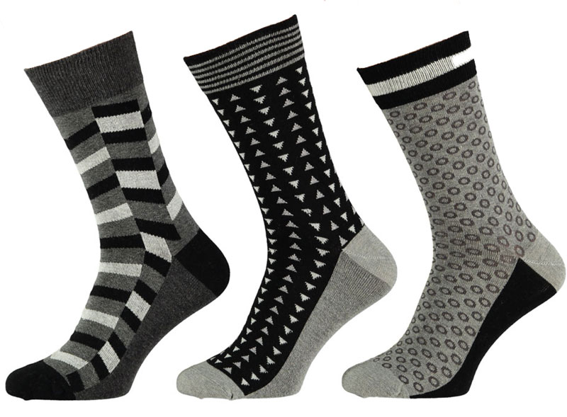 Apollo sokken 6-paar print zwart-grijs print
