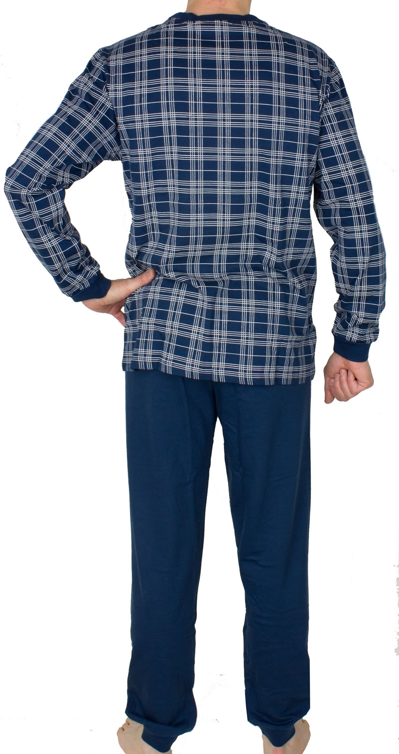 Schiesser pyjama ruitje met boorden achterkant