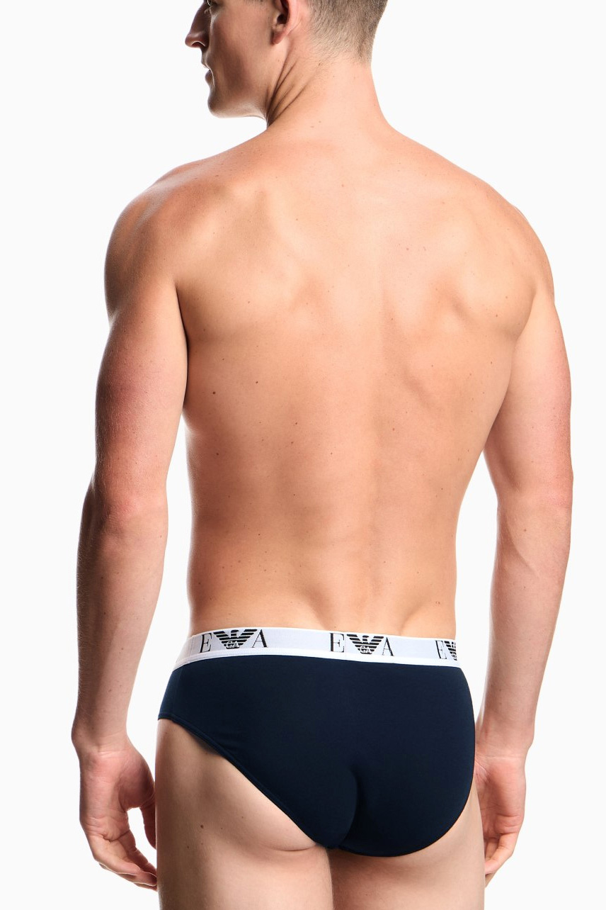 Armani slips EA logo band 3-pack blauw-wit