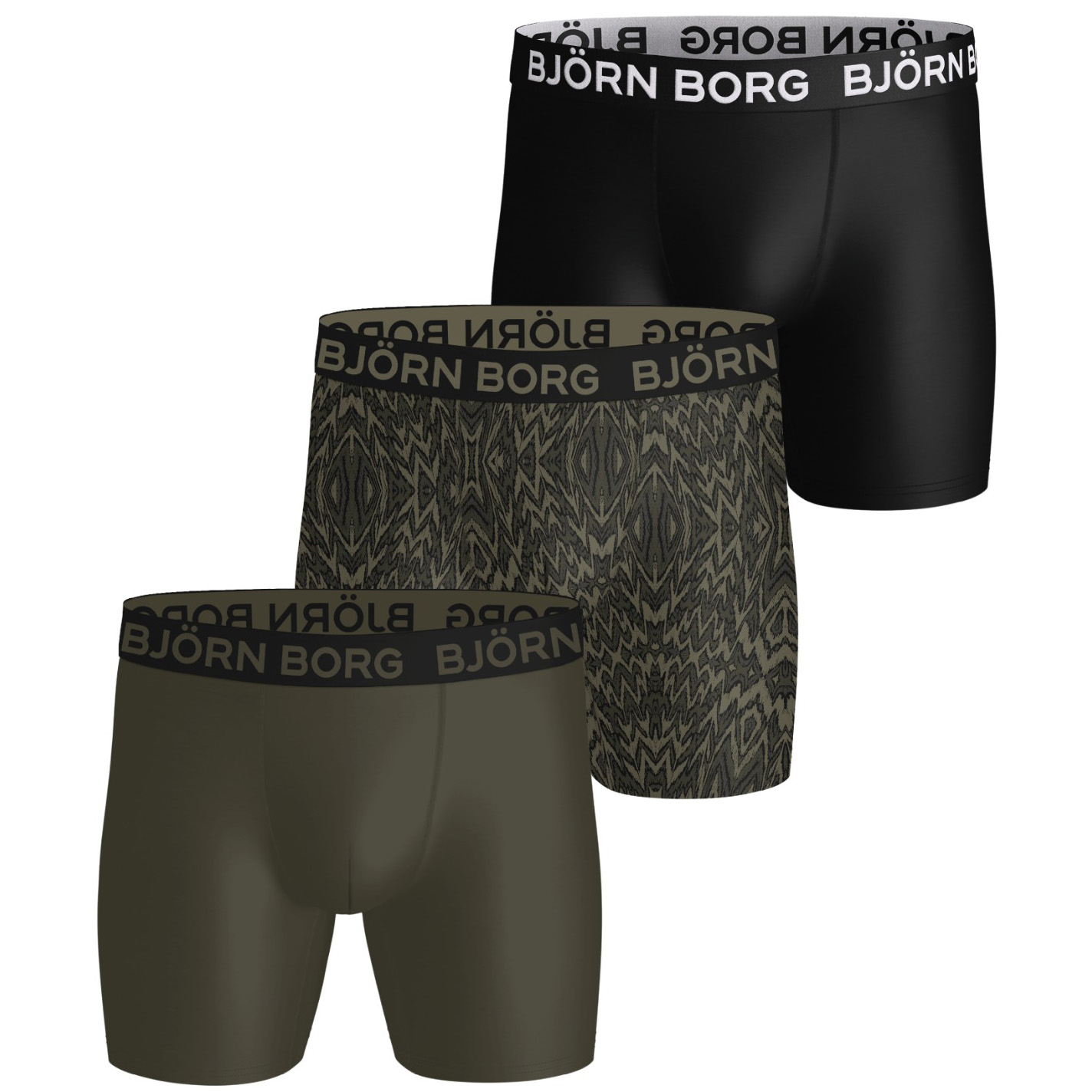 Bjorn Borg boxershorts Sport microfiber 3-pack groen/zwart