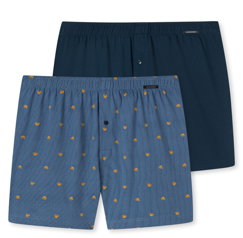 Schiesser boxers print 2-pack blauw