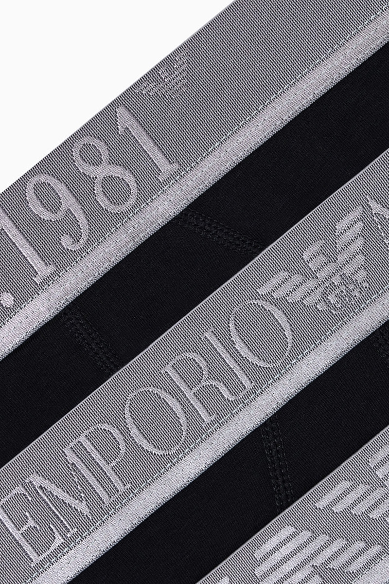 Armani herem slips 3-pack - EA logo band zwart-grijs