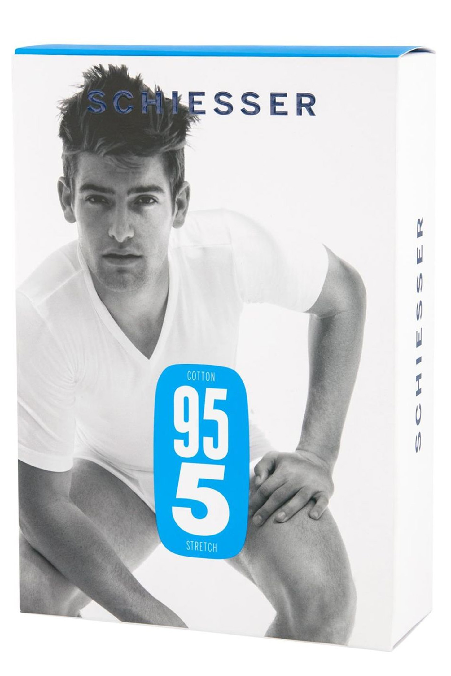 Schiesser T-shirt 95/5 met V-hals 2-pack wit