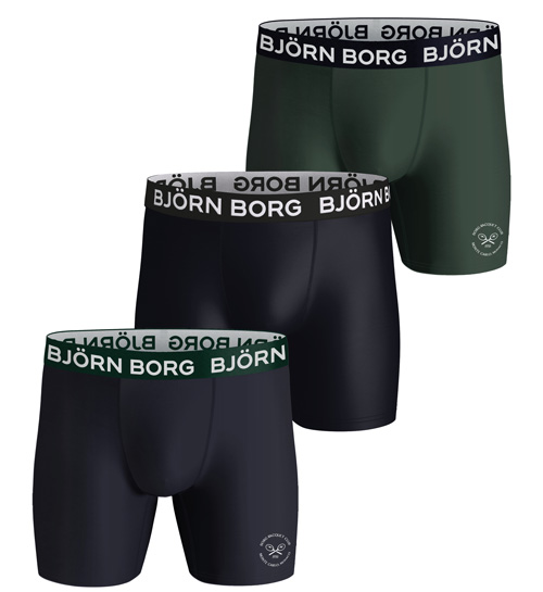 Bjorn Borg Performance 3-pack groen-zwart