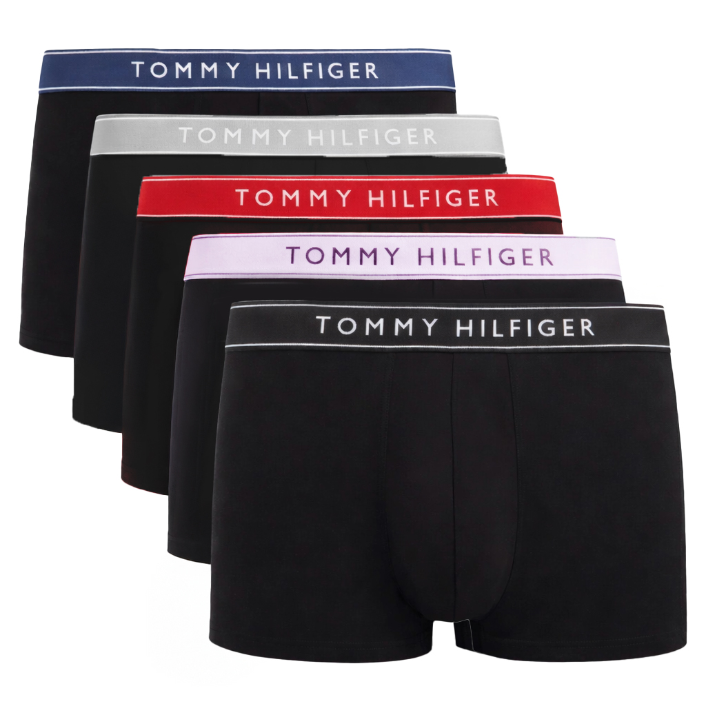 Tommy Hilfiger boxers - trunks  5-pack zwart met gekleurde band