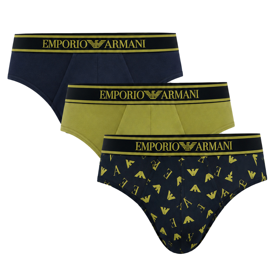Armani slips 3-pack stretch cotton groen-blauw