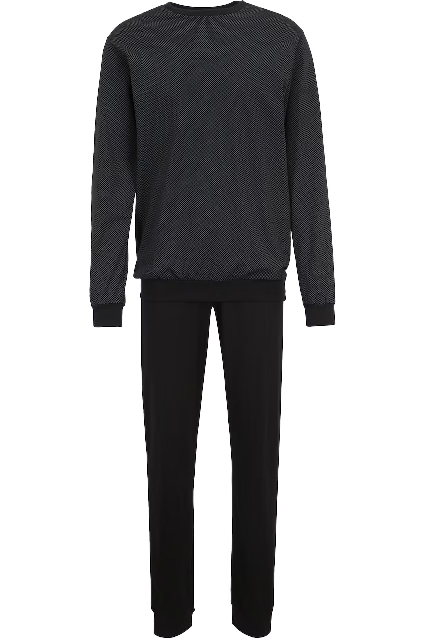 Schiesser Uncover pyjama met boorden zwart